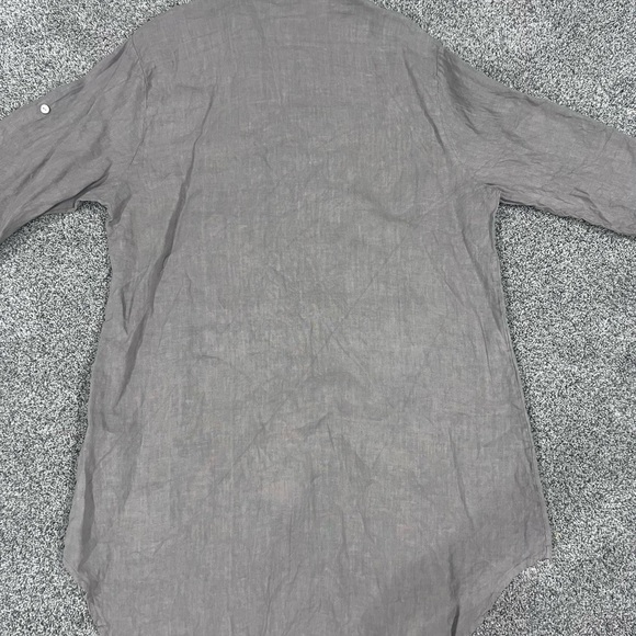 Modamalfi Made In Italy 100% Linen Button Front Shirt Dress Taupe Grey M/L - Picture 9 of 9
